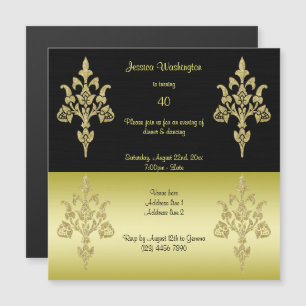 Golden Elegance 40th Birthday Party Magnetic Invitation