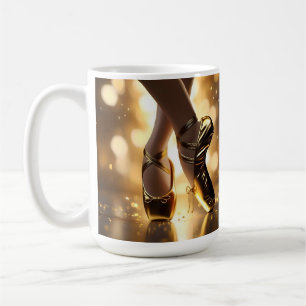 Golden Elegance: Ballerina Shoes on Gold Bokeh Coffee Mug
