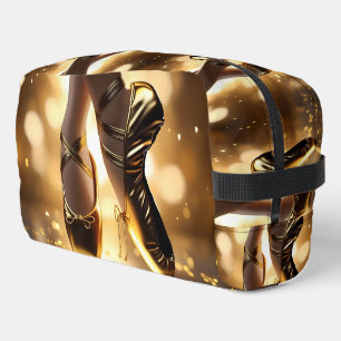 Golden Elegance: Ballerina Shoes on Gold Bokeh Dopp Kit