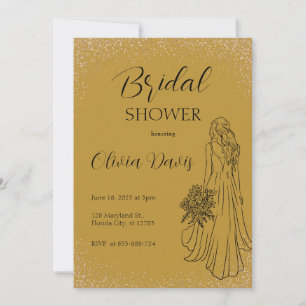 Golden Elegance: Bridal Shower Bliss Invitation