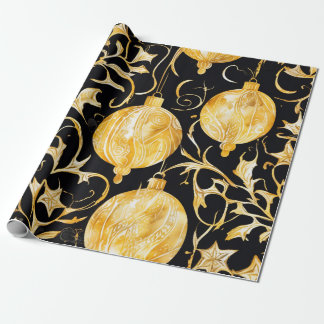 Golden Elegance Christmas Ball Wrap Wrapping Paper