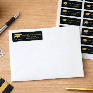 Golden Elegance Class Of Graduation Return Address Label