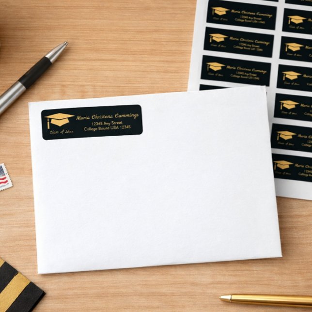 Golden Elegance Class Of Graduation Return Address Label (Creator Uploaded)