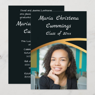Golden Elegance Class Of Photo Graduation 4 Invitation
