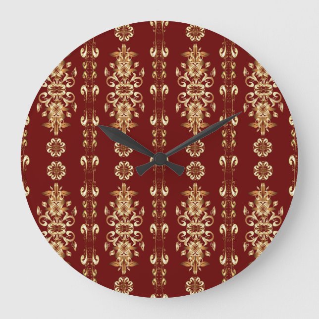 Golden Elegance: Classic Oriental Pattern. Large Clock (Front)