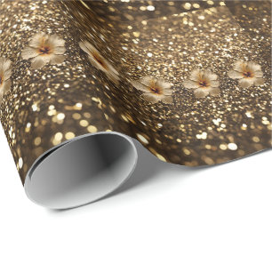Golden Elegance: Gold Hibiscus Shimmer Wrapping Paper