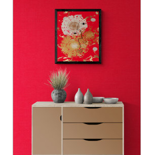 Golden Elegance Mid-Century Abstract Photo Print