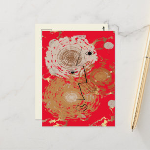 Golden Elegance Mid-Century Abstract Postcard