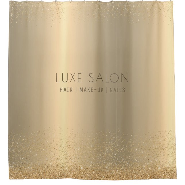 Golden Elegance Minimal Signature Shower Curtain (Front)