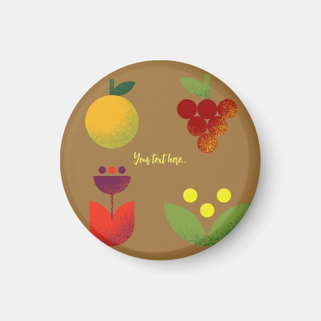 Golden Elegance Modern Floral Fruit  Magnet (Front)