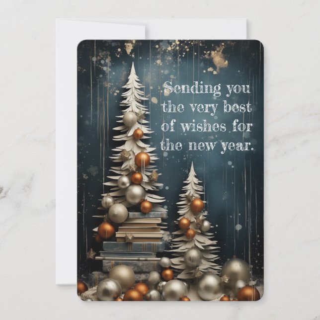 Golden Elegance New Year's  Holiday Card (Front)