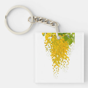 Golden Elegance Sunlit Cascade Hanging Gold Bloomi Key Ring