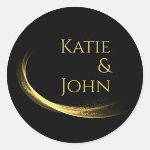 Golden Elegance-Wedding- Classic Round Sticker
