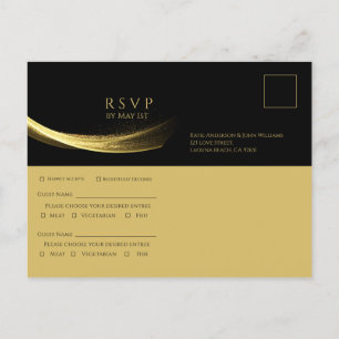 Golden Elegance-Wedding RSVP- Invitation Postcard