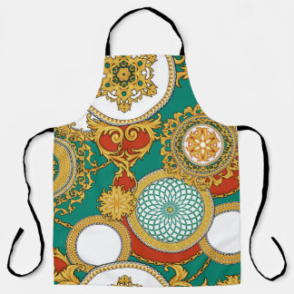 Golden Elegant Arabesque Background Apron