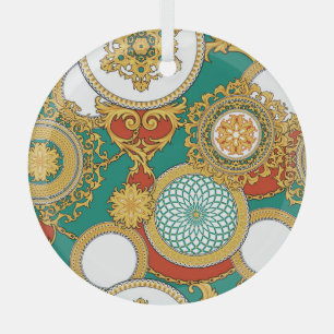 Golden Elegant Arabesque Background Glass Tree Decoration