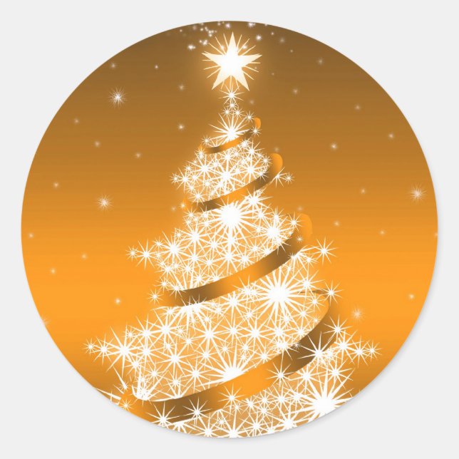 Golden Elegant Christmas Tree Sticker (Front)