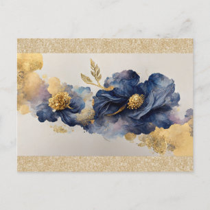 Golden Elegant Flower Postcard