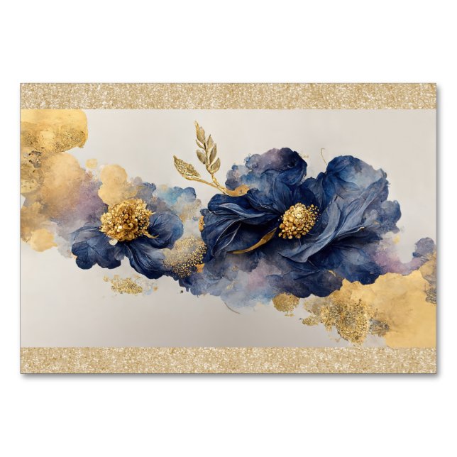 Golden Elegant Flower Table Number (Front)