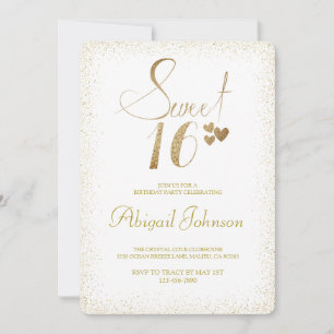Golden Elegant Girls Sweet 16 Birthday Invitation