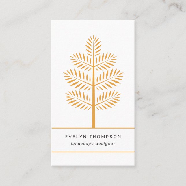 Golden Elegant Landscaping Botanical Tree Branch  Business Card (Front)