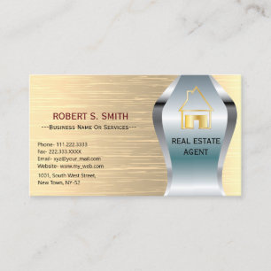 Golden Elegant Metallic Real Estate agent Business Card