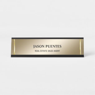 Golden elegant modern desk name plate
