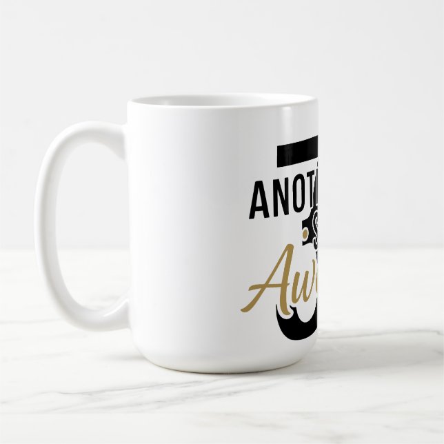 Golden Elegant Script "Awesome" Typography Black  Coffee Mug (Left)