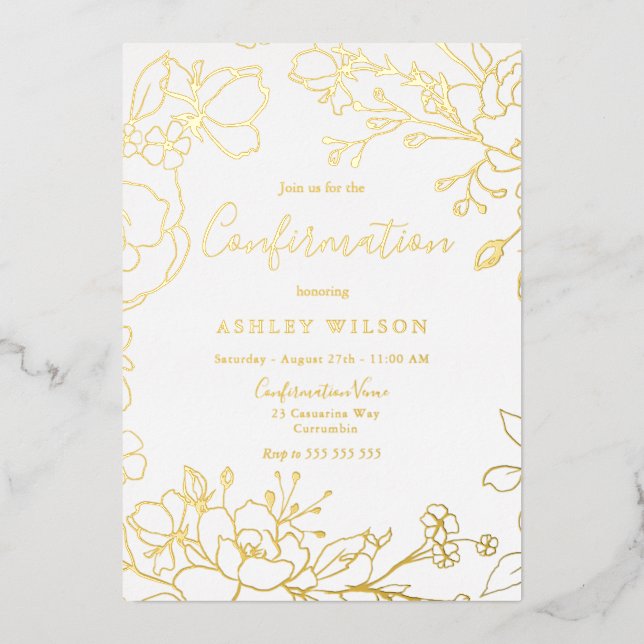Golden Elegant White Modern Confirmation Real Gold (Front)