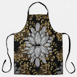 Golden element on black background. Golden black f Apron