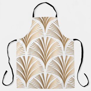 Golden elements on white background. Vintage seaml Apron