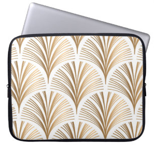 Golden elements on white background. Vintage seaml Laptop Sleeve