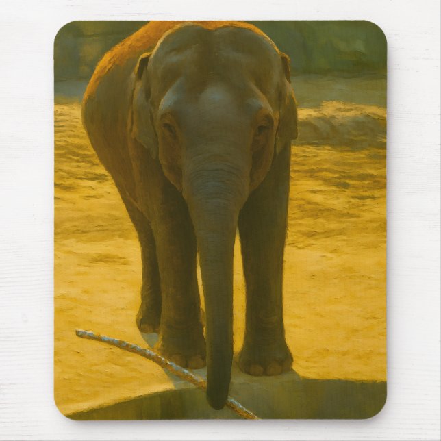 Golden Elephant Wisdom – Majestic Wildlife Mouse Pad (Front)