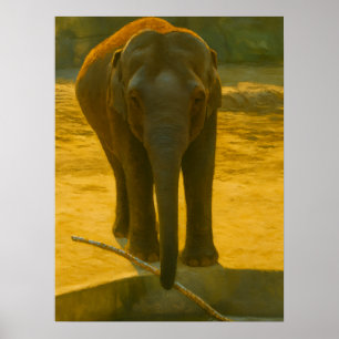Golden Elephant Wisdom – Majestic Wildlife Poster