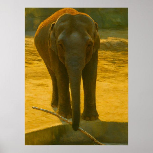 Golden Elephant Wisdom – Majestic Wildlife Poster (Front)