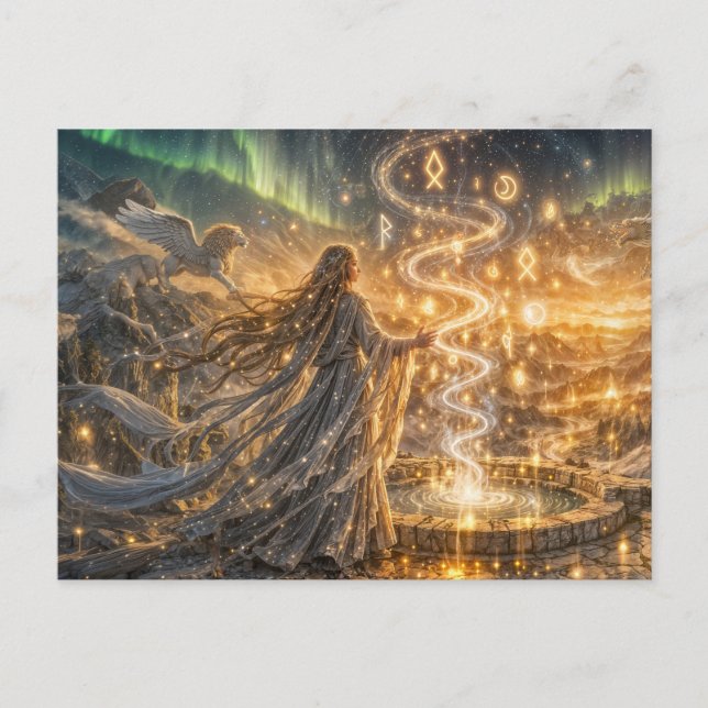 Golden Elven Fantasy Light Impressionist Fantasy Postcard (Front)