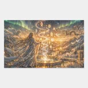Golden Elven Fantasy Light – Impressionist Fantasy Rectangular Sticker