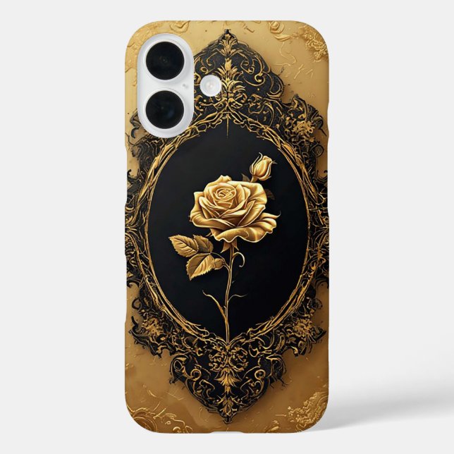 Golden Embellished Rose Decoration Case-Mate iPhone Case (Back)