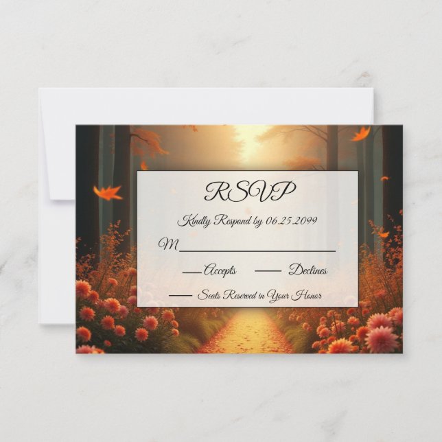 Golden Ember Autumn Woodland Stroll RSVP Card (Front)