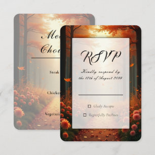 Golden Ember Autumn Woodland Stroll RSVP Card