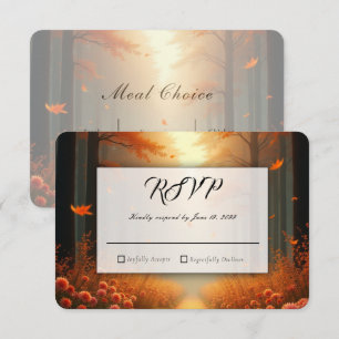 Golden Ember Autumn Woodland Stroll RSVP Card