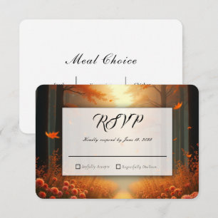 Golden Ember Autumn Woodland Stroll RSVP Card