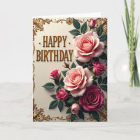 Golden Embossed Birthday Card