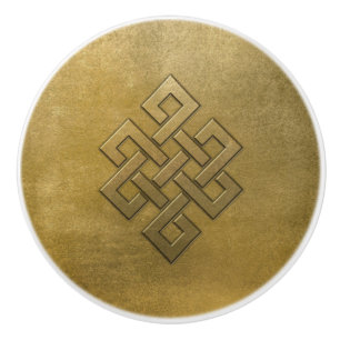 Golden Embossed Endless Knot Ceramic Knob