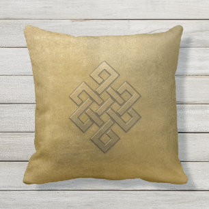 Golden Embossed Endless Knot Cushion