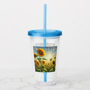 Golden Embrace Sunflower Acrylic Tumbler