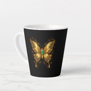 Golden Emerald Crystal Butterfly Latte Mug