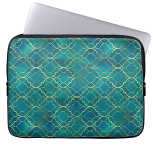 Golden Emerald Geometry Laptop Sleeve
