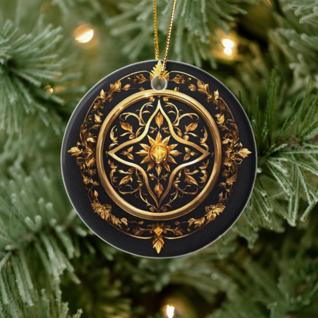 Golden Enchanted Emblem Ceramic Ornament (Tree)