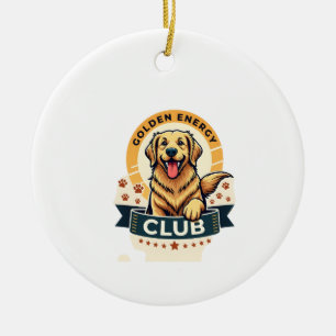 Golden Energy Club Golden Retriever Vintage Dog Lo Ceramic Ornament